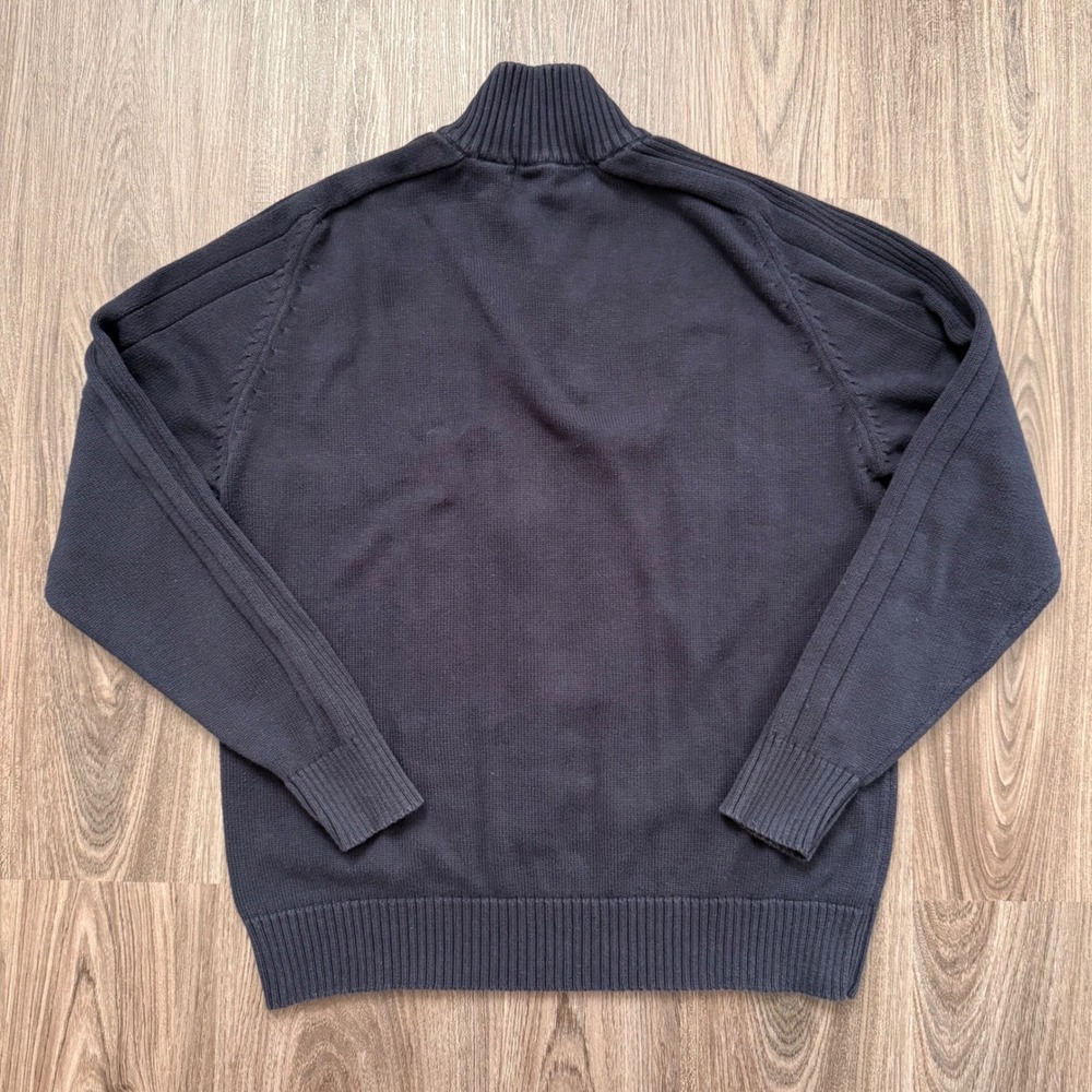 Oscar de la Renta Men's Quarter Zip Knit Sweater Dark Navy XL Ribbed Collar - Picture 2 of 6